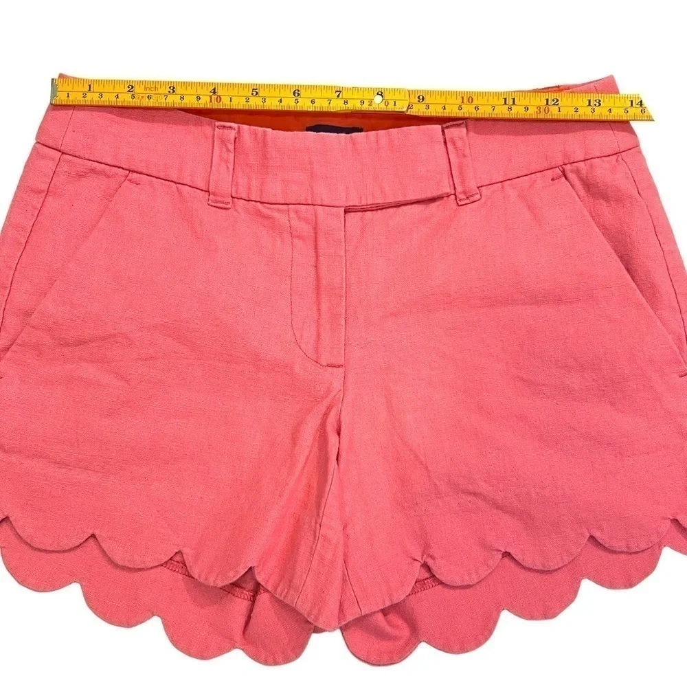 J Crew Factory Coral Orange Scalloped Hem Shorts Size 00